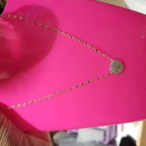 SOLID 14K YELLOW GOLD OVER STERLING SILVER PAVE SET CZ NECKLACE 16"-17.5" Bling